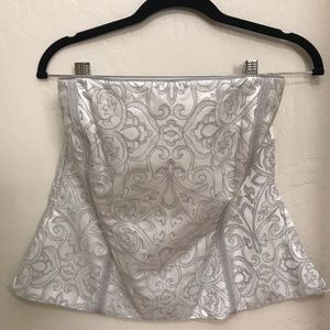 WHBM Silver Embrd Bustier, Sz 10, NWT